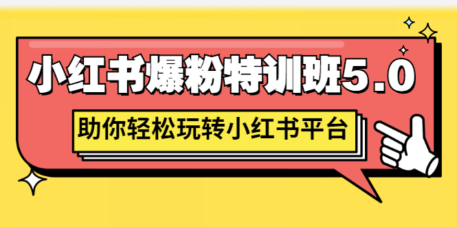 小红书怎么涨粉：小红书爆粉特训班5.0，玩转小红书平台