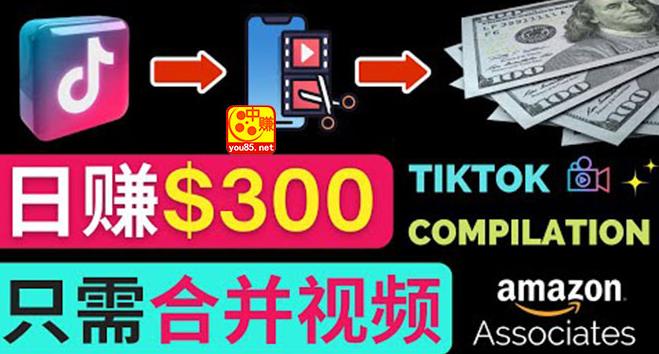 【副业3627】搬运Tiktok短视频到Youtube赚钱，只需下载，合并视频，日赚300美元