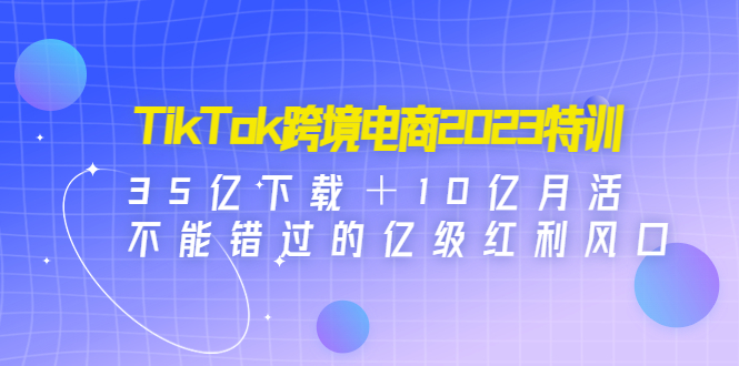 跨境电商怎么做：TikTok跨境电商2023特训，35亿下载不能错过的亿级风口